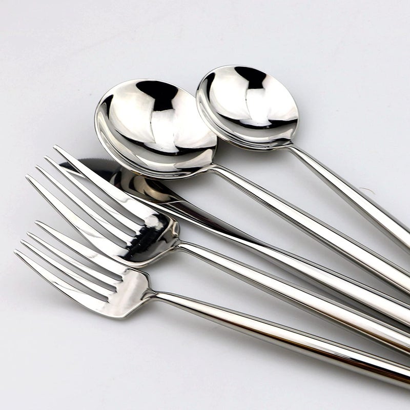 JANKNG 20-Pieces 18/10 Stainless Steel Silverware Set, Mirror Polishing SilverFlatware Set , Kitchen Knife Fork Spoon Utensils, Service for 4 - Image 4